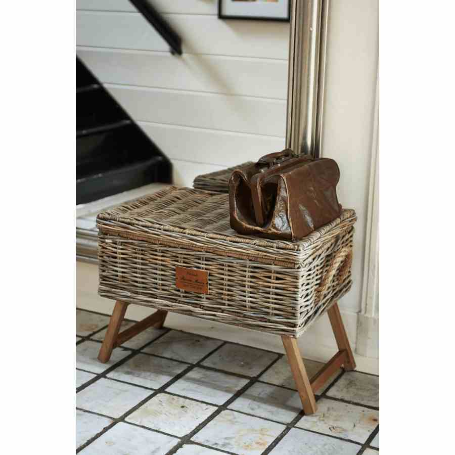 Rustic Rattan Storage Basket Tray
