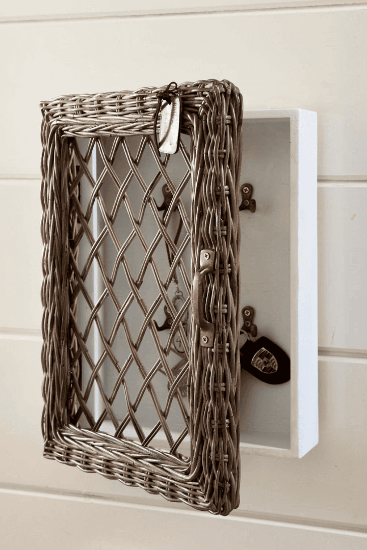 Rustic Rattan Key Cabinet