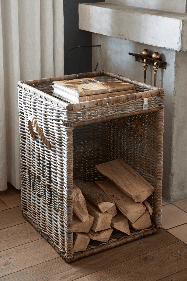 Rustic Rattan Fire Wood Basket