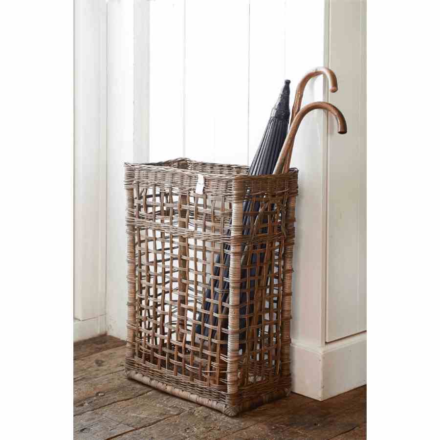 RUSTIC RATTAN UMBRELLA BASKET OPEN WEAVE