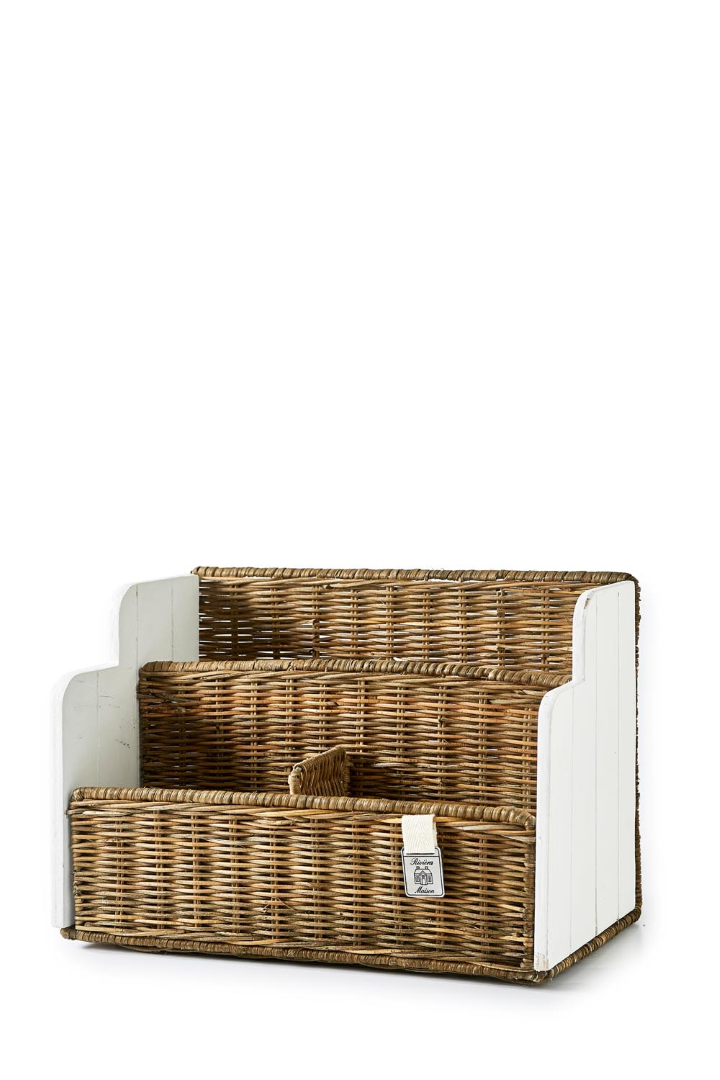 Rustic Rattan Desk Organiser