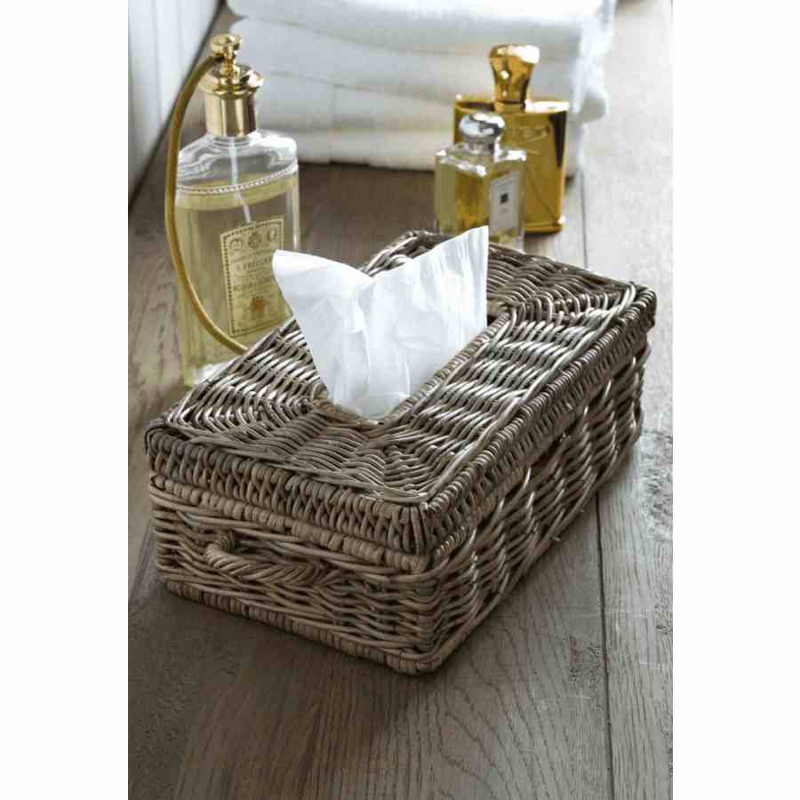 Rustic Rattan Tissue Box Holder