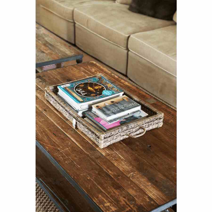Rustic Rattan Serving Tray 60x40