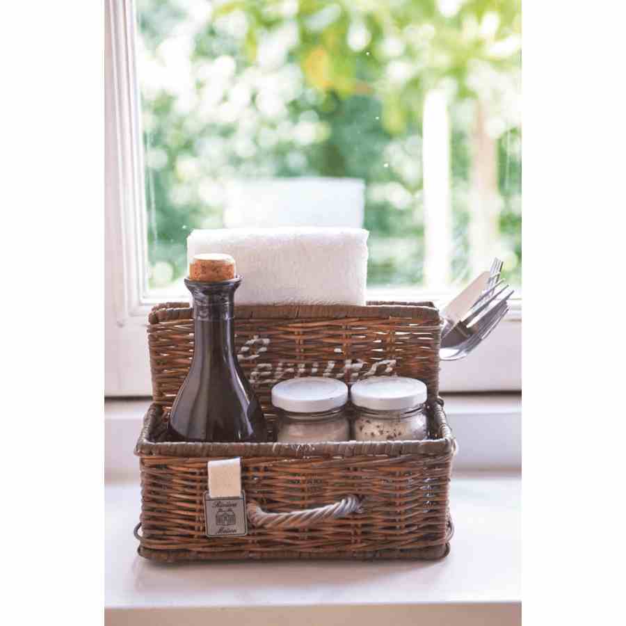 Rustic Rattan Restaurant Organizer