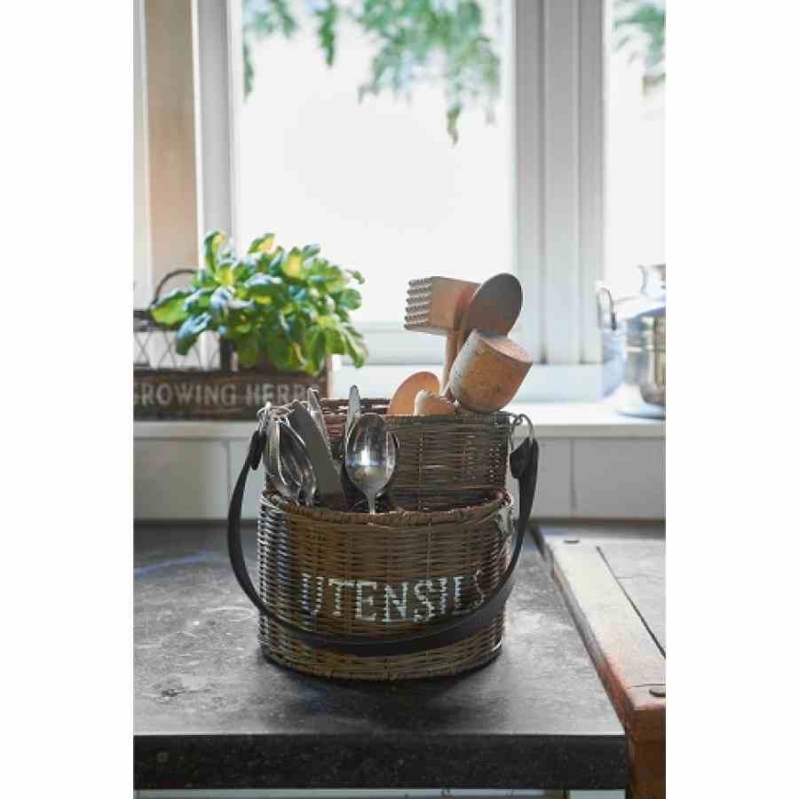 Rustic Rattan Utensils Basket