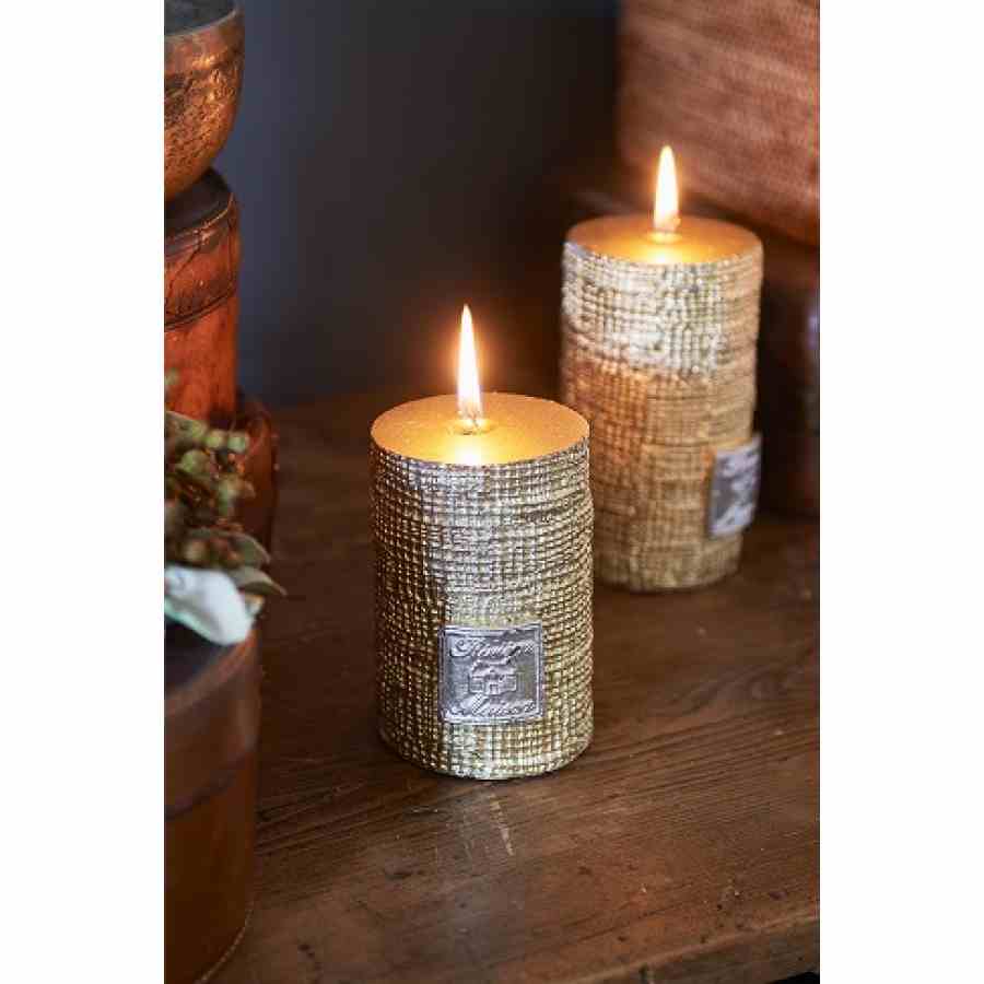 RM Linen candle gold 10x7
