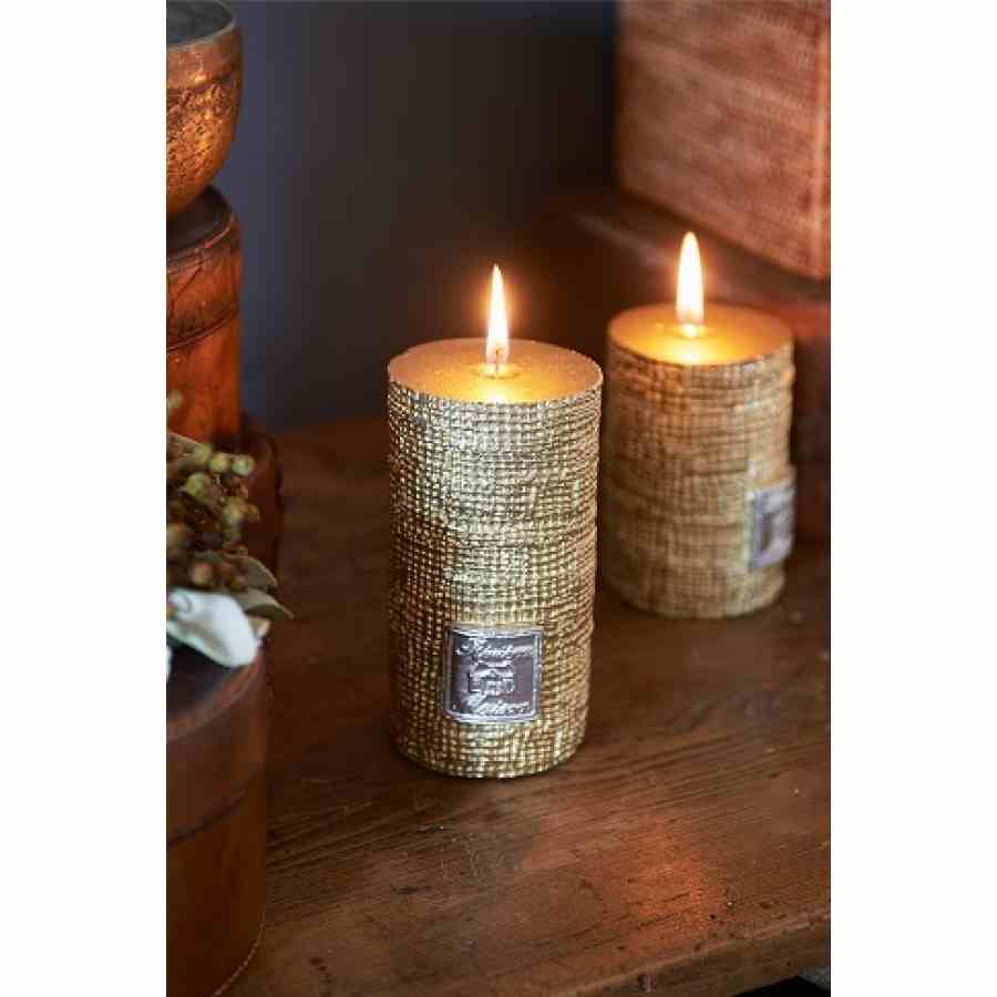 RM Linen candle gold 13x7