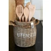 Rustic Rattan Utensils Pot