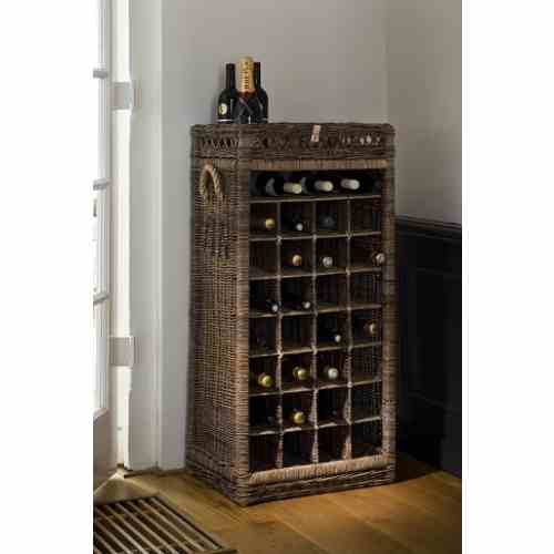 Rustic Rattan Wine Rack 28 Bottles