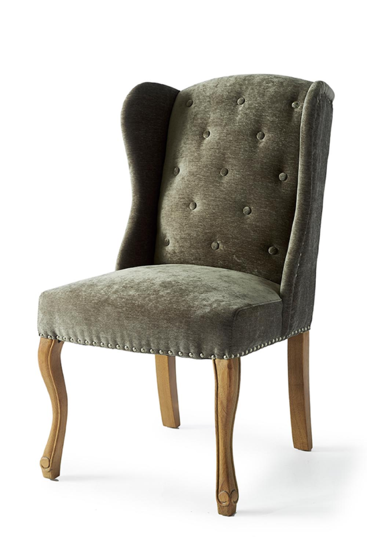 Keith II Din Wing Chair Velv Olive