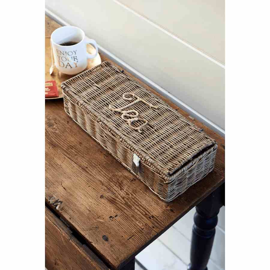 Rustic Rattan Tea Bags Organiser L