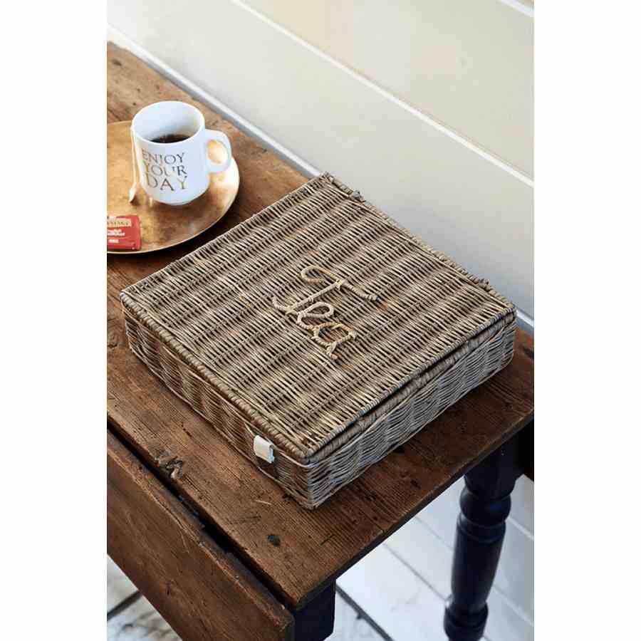 Rustic Rattan Tea Bags Organiser XL