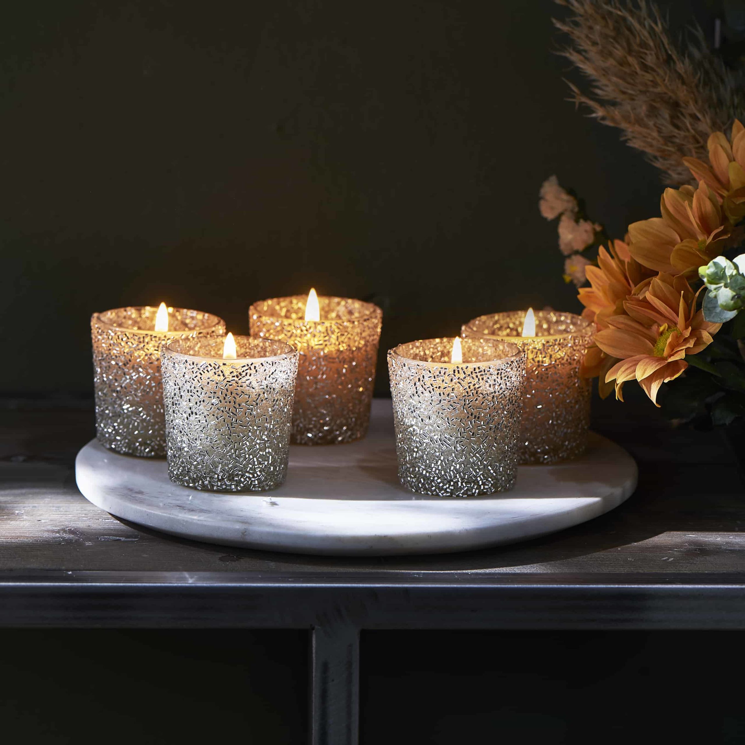 Silver Sprinkle Scent. Candle 5 pcs