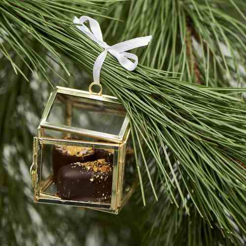 French Glass Christmas Box Ornament