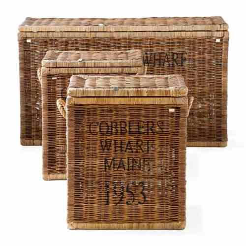 Rustic Rattan Cobblers Wharf Trunk S/3