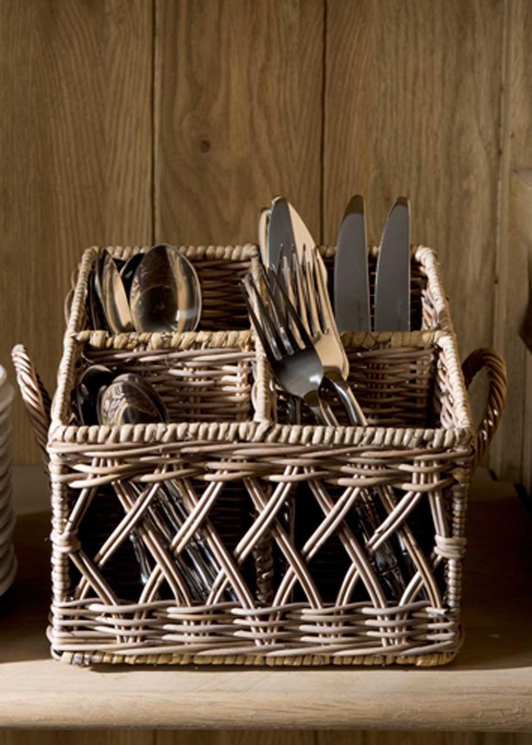 Rustic Rattan Couvert Basket Square
