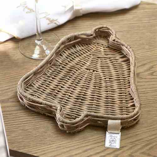 Rustic Rattan Bell Mini Tray