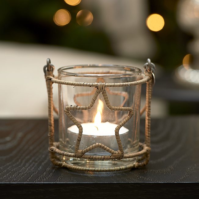 Rustic Rattan Christmas Star Votive