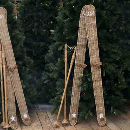 Rustic Rattan Ski Set