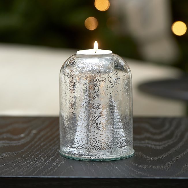 Pretty Christmas Votive silver