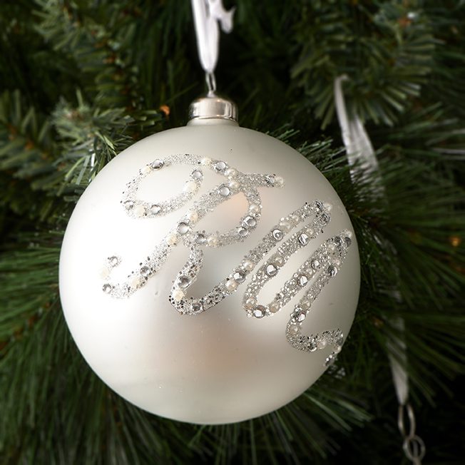 Glittering RM Ornament white Dia 12