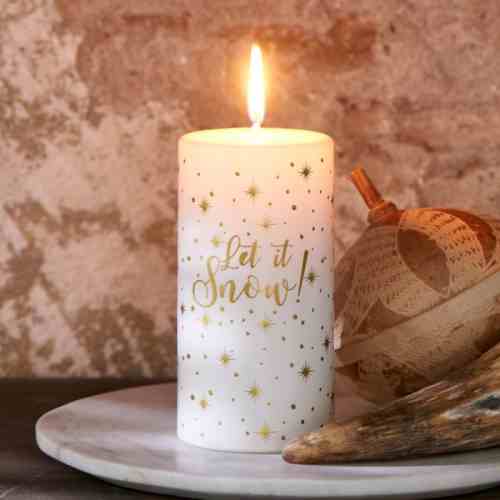 Let It Snow Flake Candle 7x14