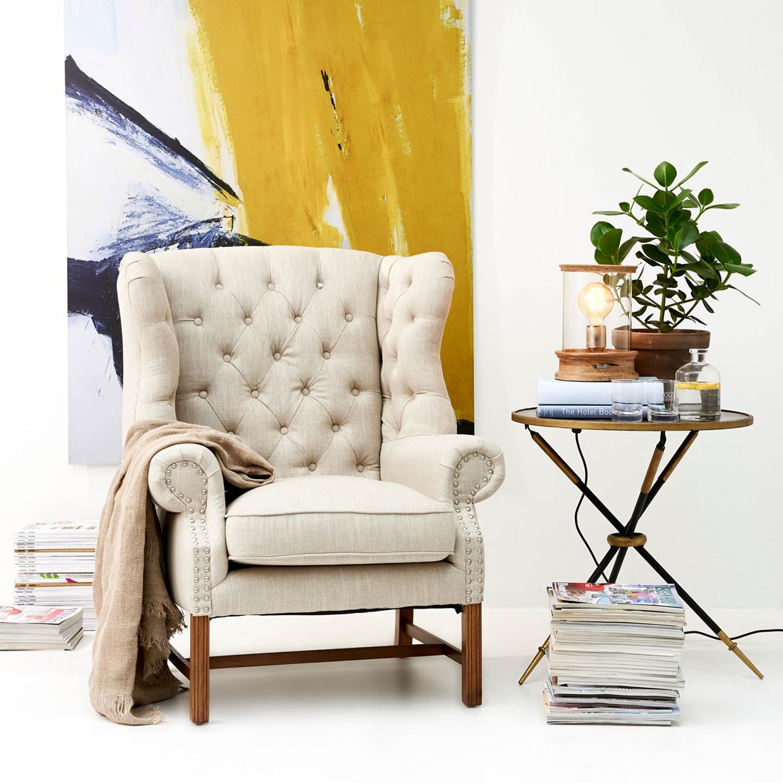 Franklin Park Wing Chair Linen Flax - Bilde 6