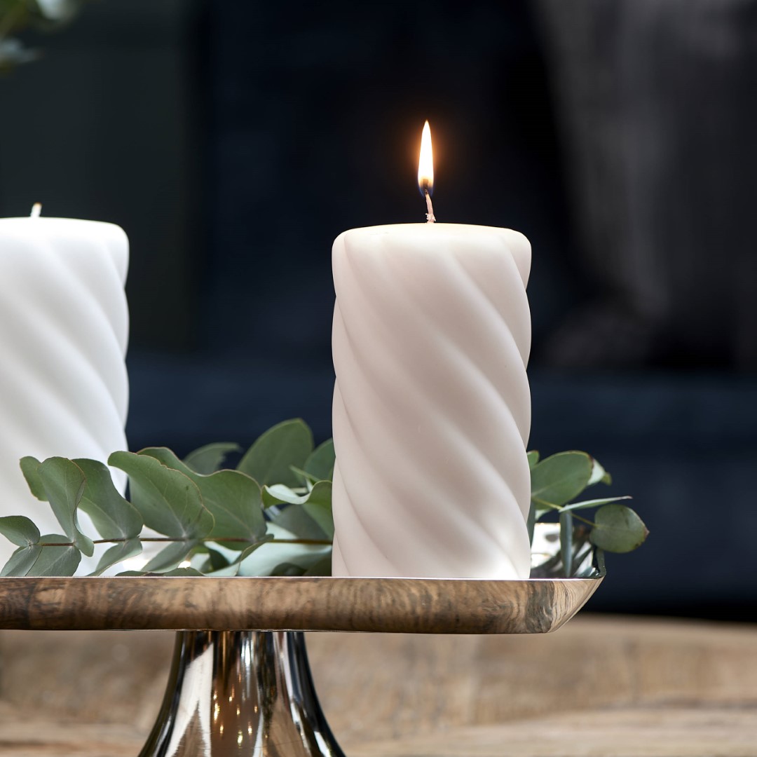 Twisted Pillar Candle flax 8x15