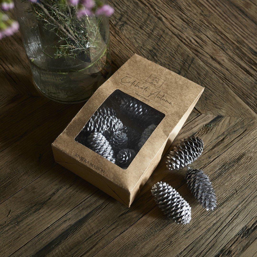 Celebrate Autumn Pine Cones silver