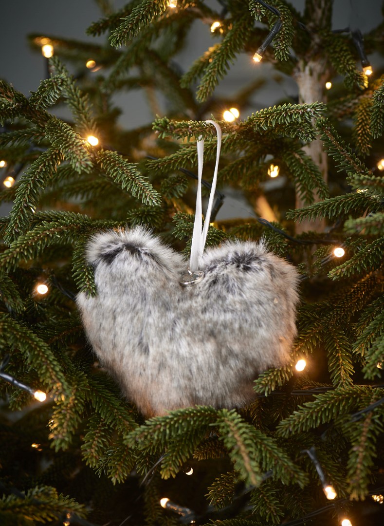 Fabulous Faux Fur Christmas Heart Ornament