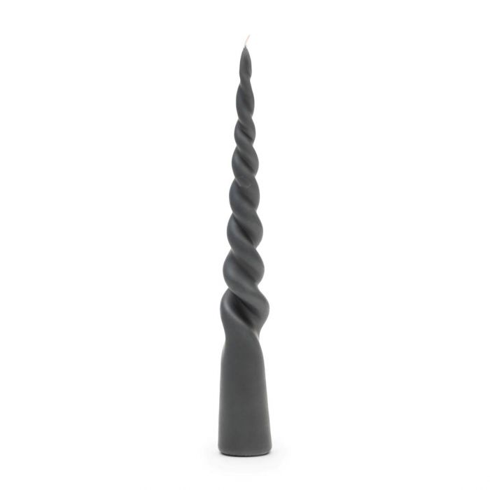 Twisted Cone Candle d.grey H35