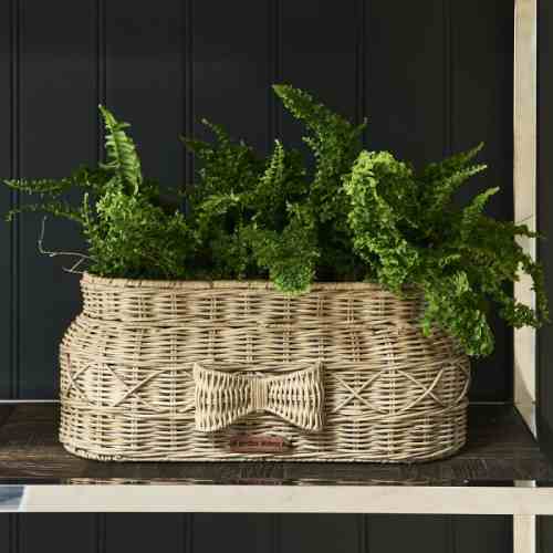 Rustic Rattan Bow Flower Pot Oval