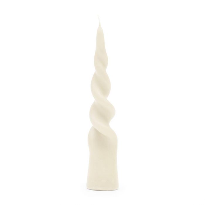 Twisted Cone Candle off-white H25