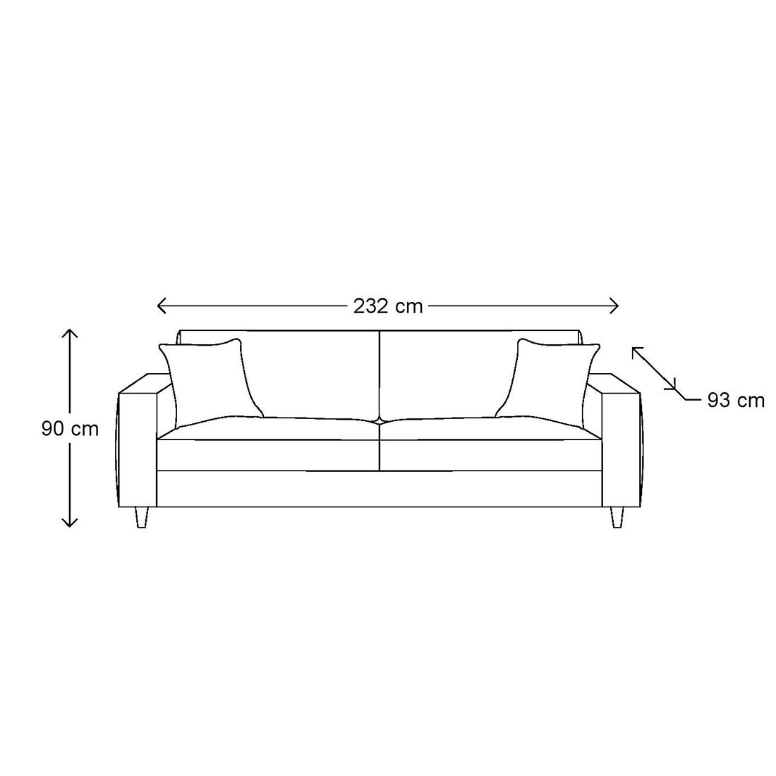 Kendall Sofa 3,5 Seater, scottish suede, noir