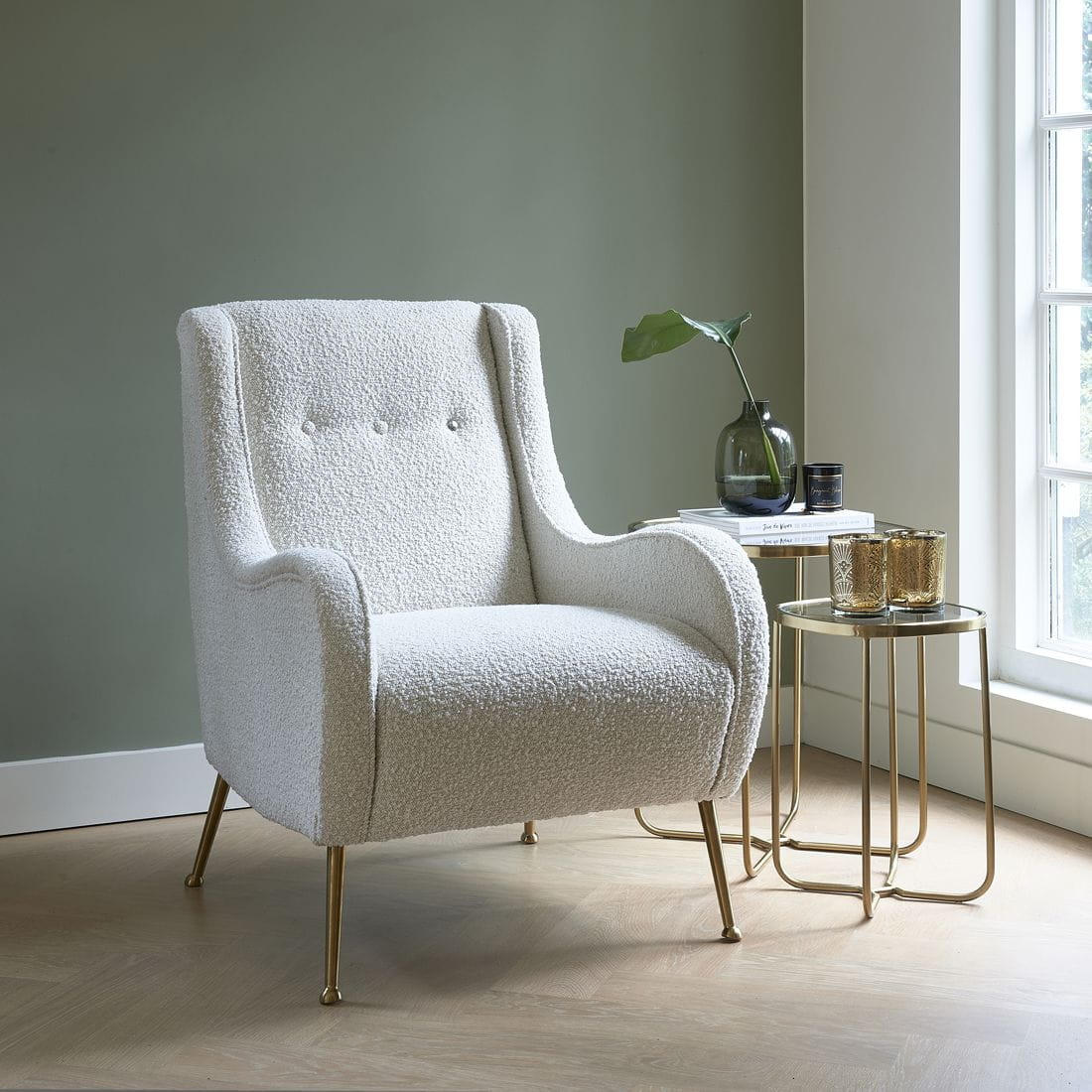 Lexington Armchair, bouclé, white sand