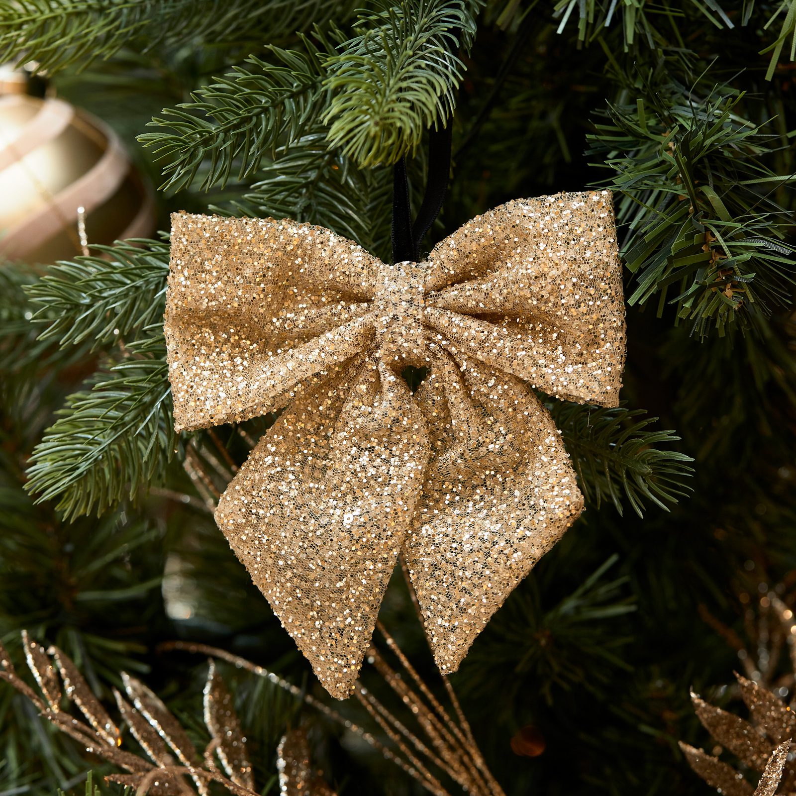 Christmas Memories Bow Glitter gold