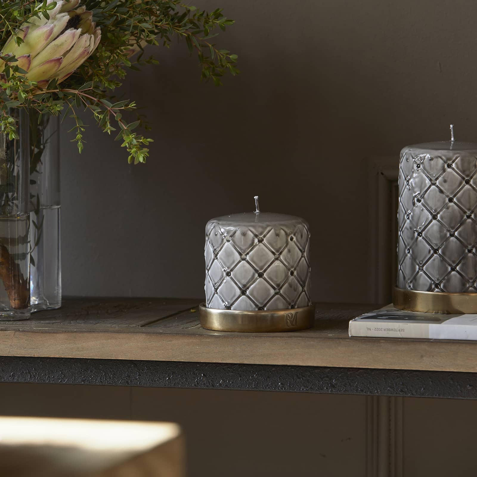 Pillar Candle Padded flax 9,5x10 - Bilde 2