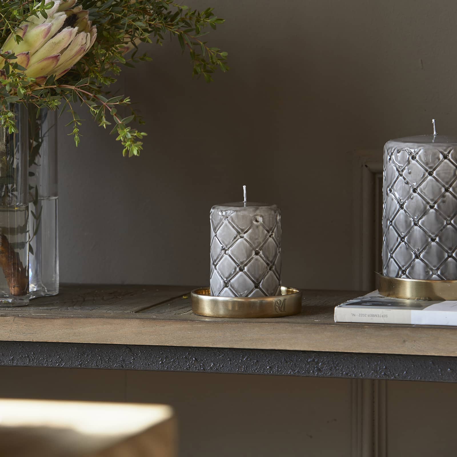 Pillar Candle Padded flax 7x10 - Bilde 2