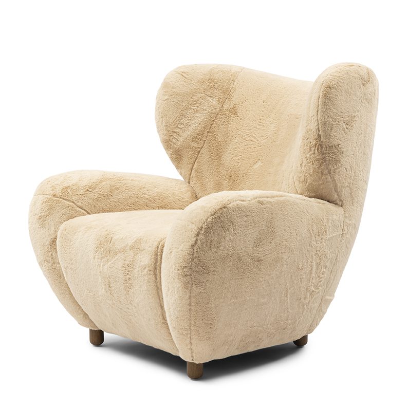 Courchevel Wing Chair, faux fur, chamois