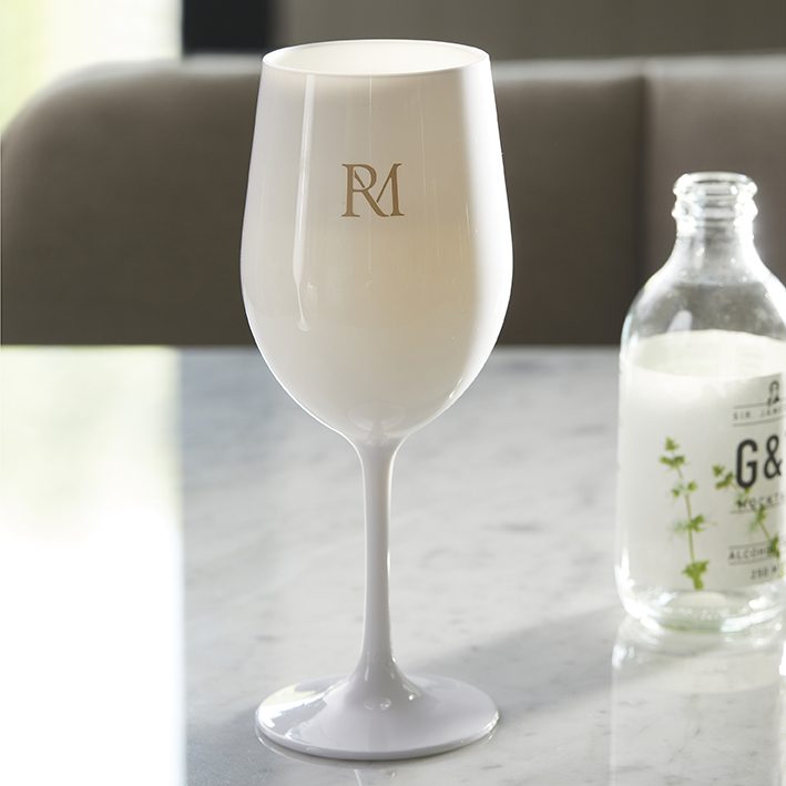 RM Monogram Outdoor Wine Glass white