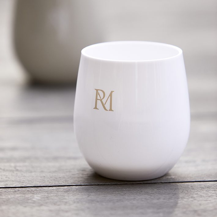 RM Monogram Outdoor Water Glass white