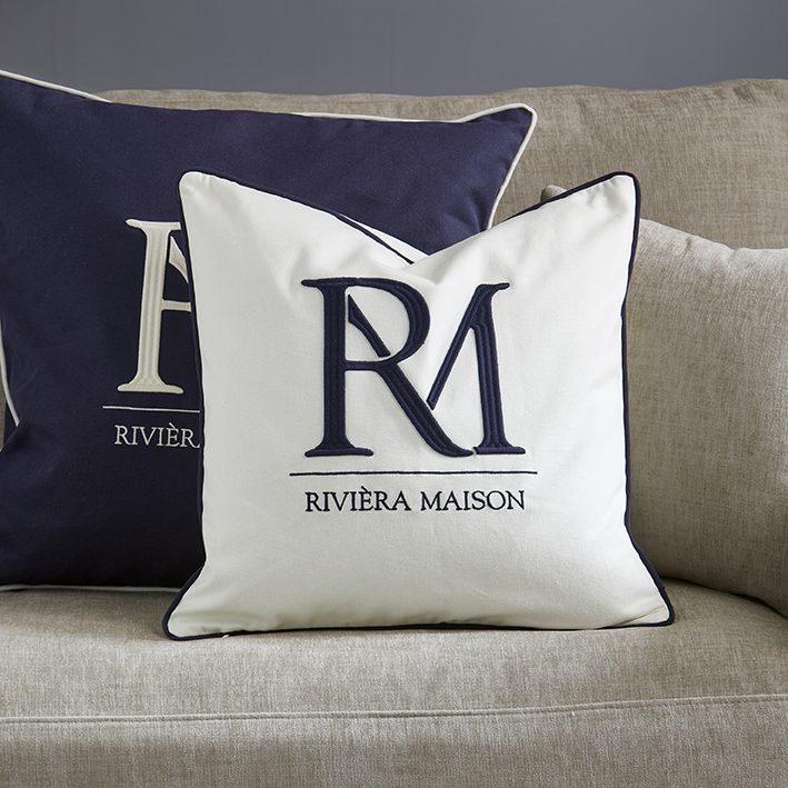RM Monogram PillowCover white 50x50