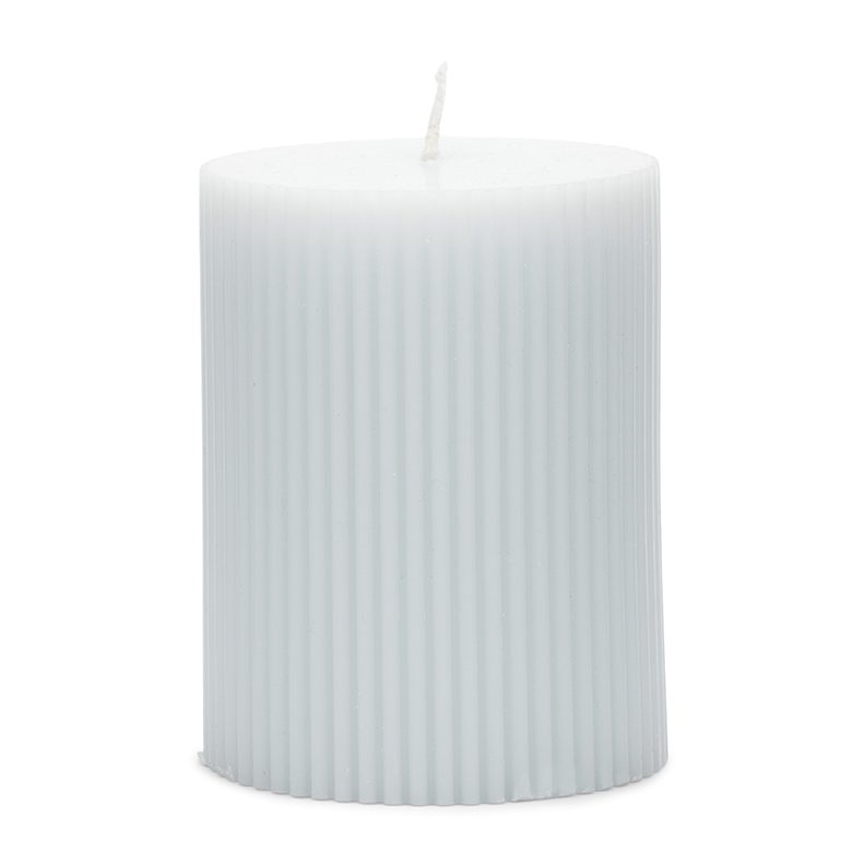 Fine Rib Pillar Candle light blue 7x9