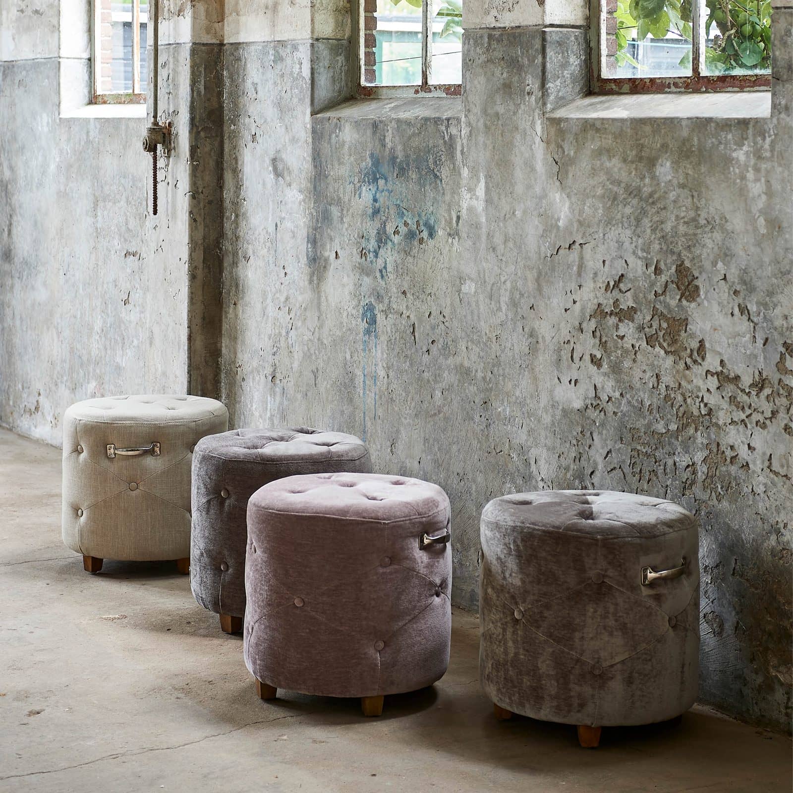 Bowery Footstool linen Flax