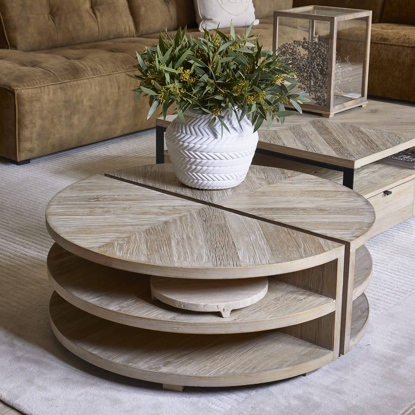 Milan Coffee Table Parquet D90 S/2