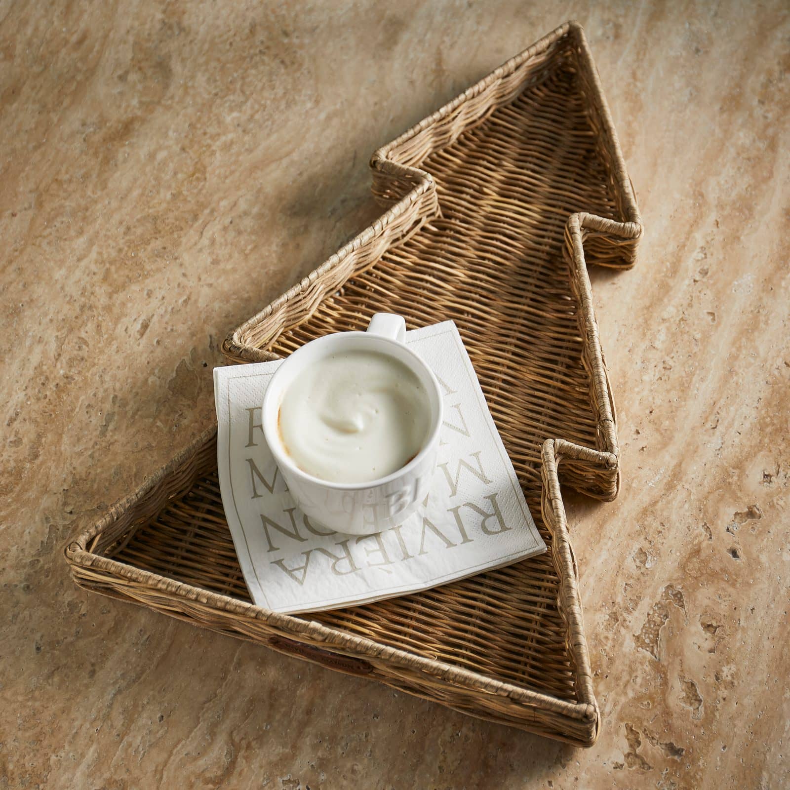 Rustic Rattan Xmas Tree Tray