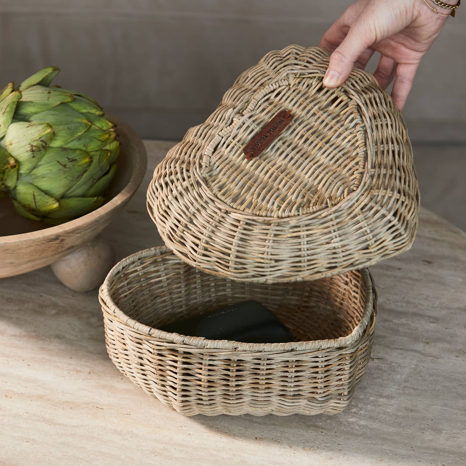 Rustic Rattan Heart Storage Basket