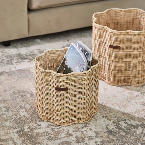 Rustic Rattan Blossom Basket S~