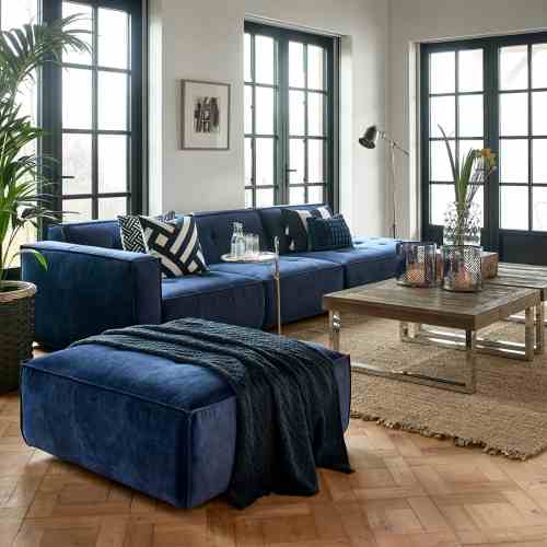 Brandon Footstool Vel EsBlue
