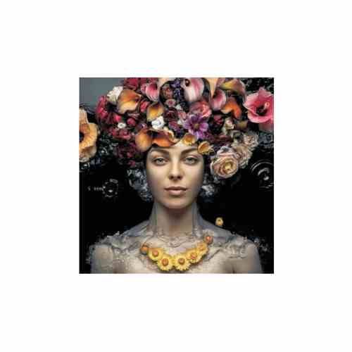 Bilde av Glass picture lady with flowers